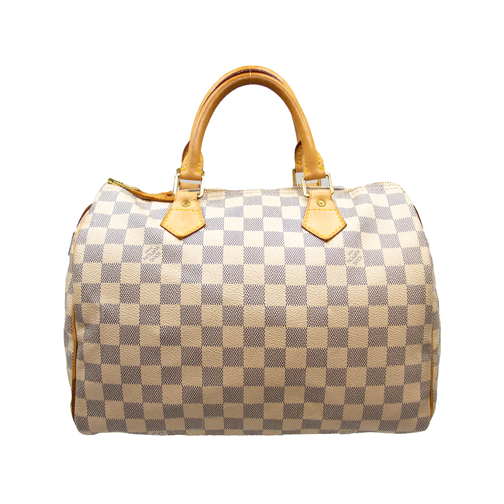 LOUIS VUITTON Damier Azure Speedy 30 Handbag Brown